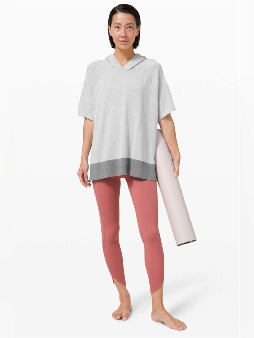 Lululemon Opened Up Poncho Knit Hooded Wrap Heathered Grey XS NWT
